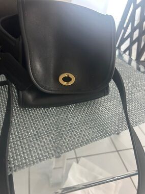 Coach Black Leather Crossbody with Gold Turnlock